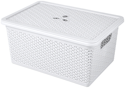 Корзина для хранения универсальная с крышкой светло-серый «Wenge» 20л, 43*30*20 см