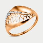 Кольцо для женщин из розового золота 585 пробы с фианитом (арт. 70069000)