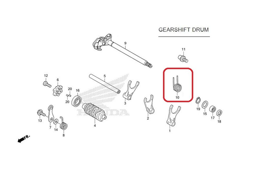 24651-KRM-840. SPRING, GEARSHIFT RETURN