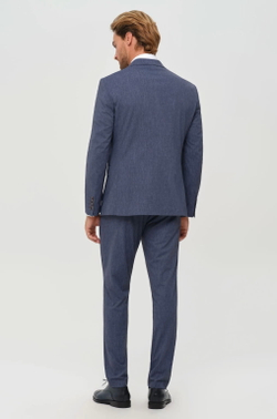 Мужской двубортный костюм (синий) Б67
