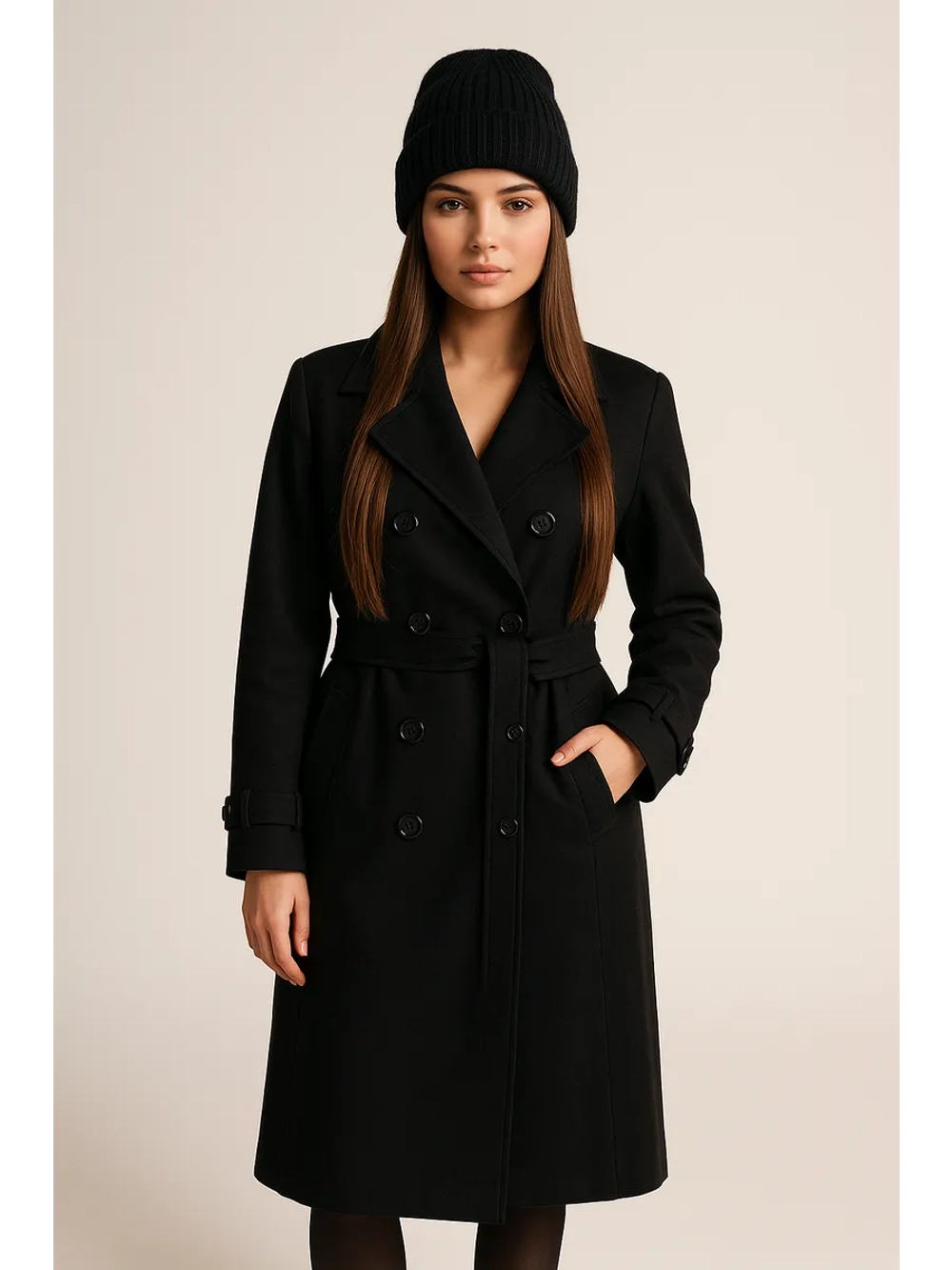 Шапка осенняя вязаная бини для прогулок и спорта