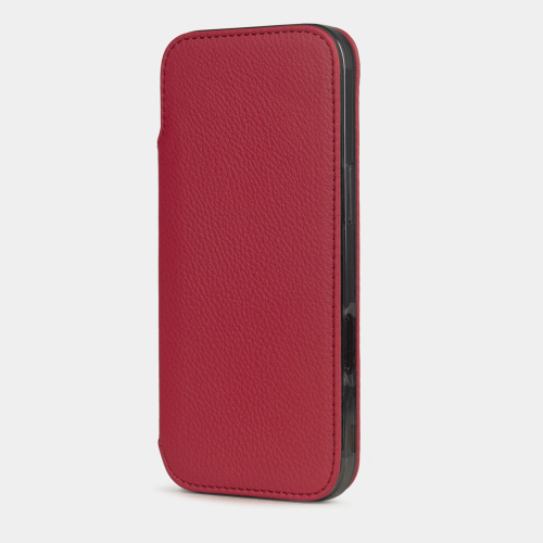 Чехол-книжка кожаная для iPhone 17 Air, теленок красного цвета