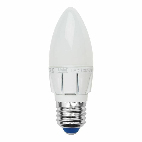 LED-C37-6W/NW/E27/FR/DIM ALP01WH Лампа светодиодная диммируемая. Форма свеча, матовая колба. Материал корпуса алюминий. Цвет свечения белый. Серия P