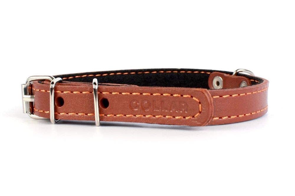 Ошейник с синтепоном (ширина 14мм, длина 27-35см) коричневый Collar 00086