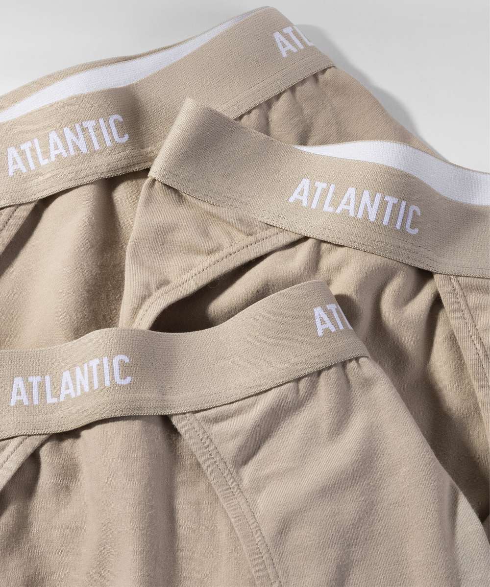 Мужские трусы слипы танга Atlantic, набор 3 шт., хлопок, бежевые, 3BMP-1582