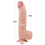 Телесный фаллоимитатор 12 King Sized Sliding Skin Dual Layer Dong - 31 см. (Цвет: телесный)