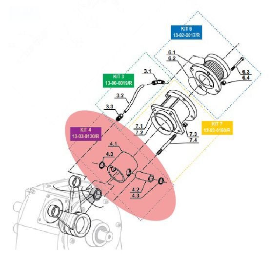 Толкатель поршня 3-й ступени Coltri d60mm MCH-13-16 комплект