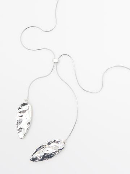 Massimo Dutti Регулируемое колье с рельефными элементами, серебряный