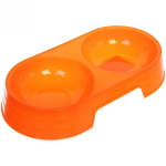 Миска пластиковая двойная «Радуга» 27*14,5*5см цвет микс