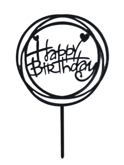 Топпер «С днём рождения», круг, цвет чёрный