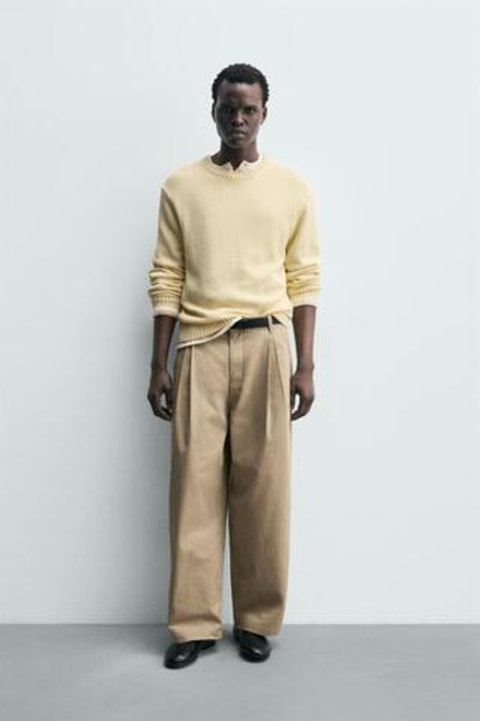 ZARA БРЮКИ ЧИНОС WIDE FIT, РЫЖЕВАТО-КОРИЧНЕВЫЙ