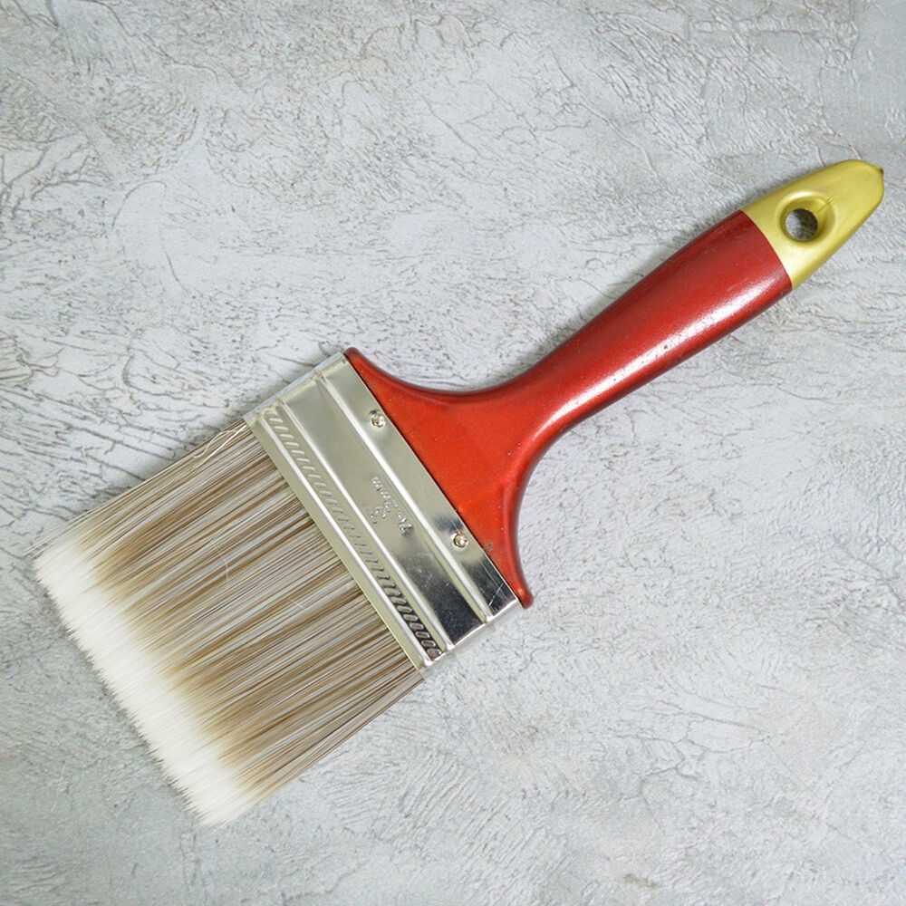 Кисть плоская 3" 75мм, искусственная мягкая щетина, деревянная лакированная ручка