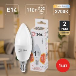 Лампочка светодиодная ЭРА STD LED B35-11W-827-E14 E14 / Е14 11Вт свеча теплый белый свет