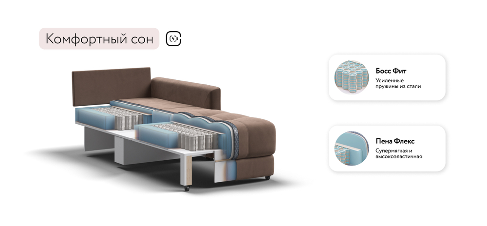 Босс Лофт кресло-кровать Велюр Монолит мокко