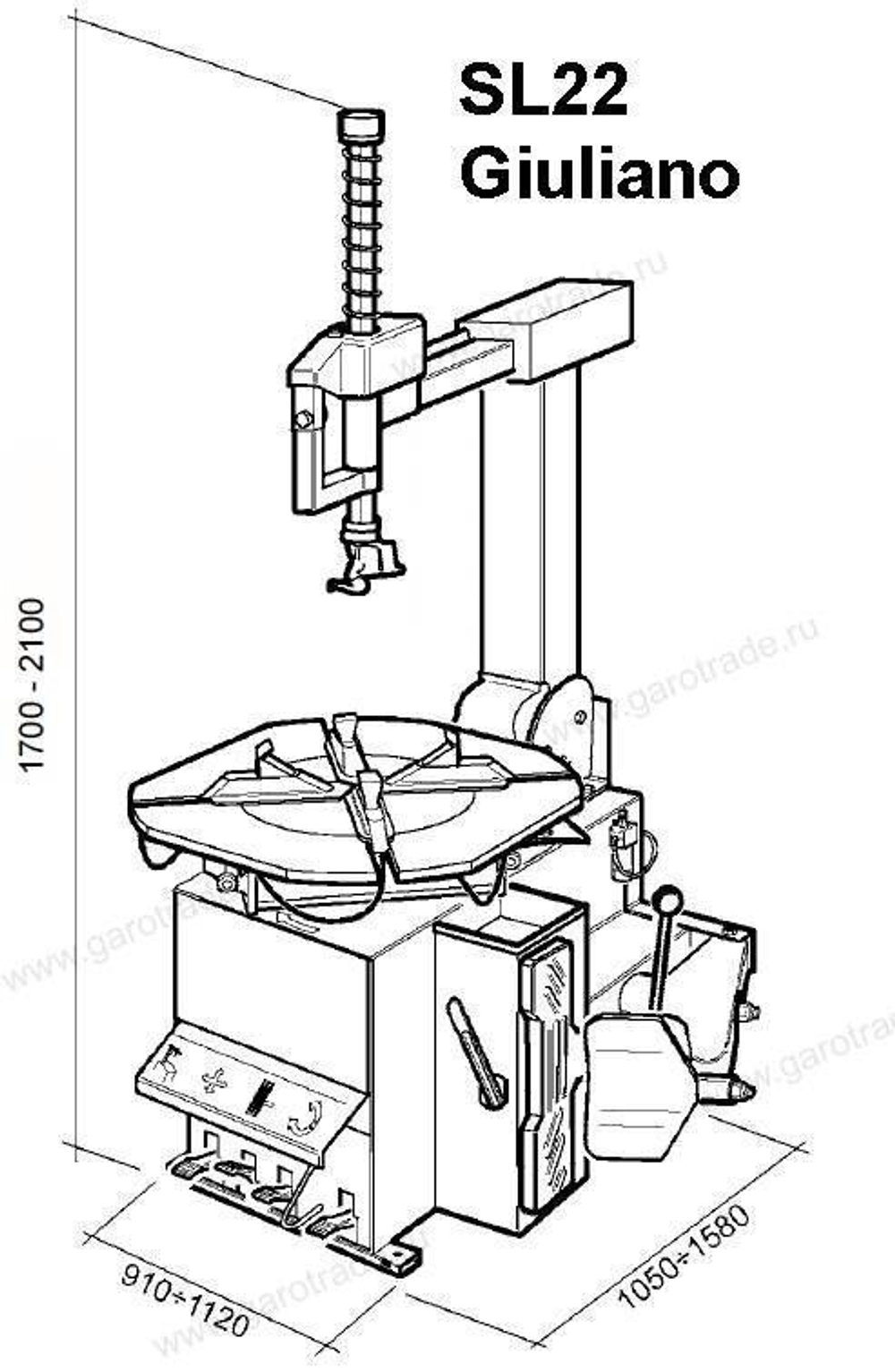 Автоматический шиномонтажный станок начального уровня для легковых колес до 24 дюймов SL22 Giuliano Silverline