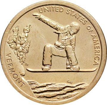 1 доллар 2022 D США «Американские инновации - Вермонт. Сноуборд»