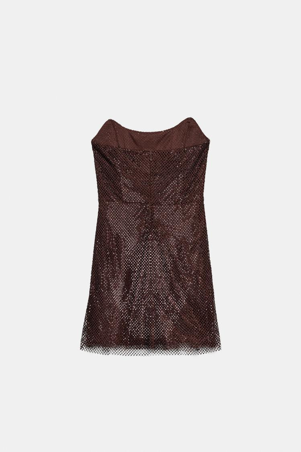 ZARA ПЛАТЬЕ БЕЗ БРЕТЕЛЕК С БЛЕСКОМ, БАКЛАЖАННЫЙ