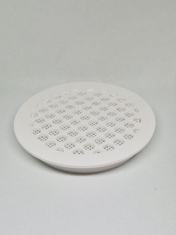 Решетка вентиляции с фланцем D90 мм (пластиковая, белая с сеткой)