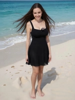 Купальник-платье слитный однотонный большой размер