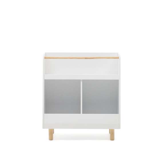 Serwa Книжный шкаф из белого МДФ с ножками из массива сосны