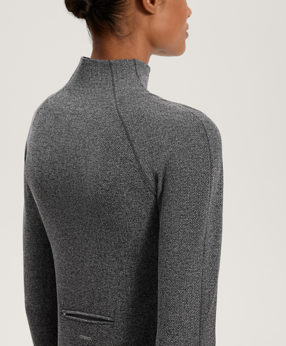 Oysho Легкая теплая бесшовная высокотехнологичная куртка, темно-серый меланж