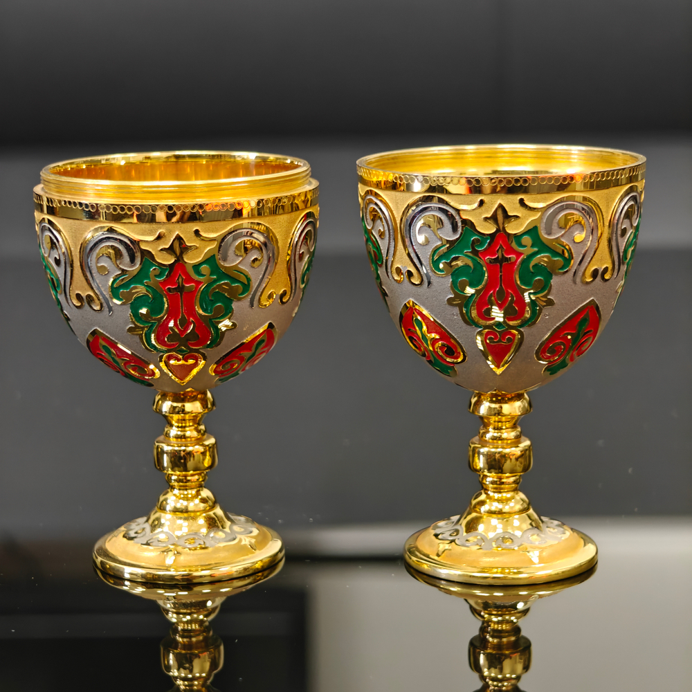 Сувенир Яйцо-рюмки "Узорное" с эмалью (златоустоуская гравюра)