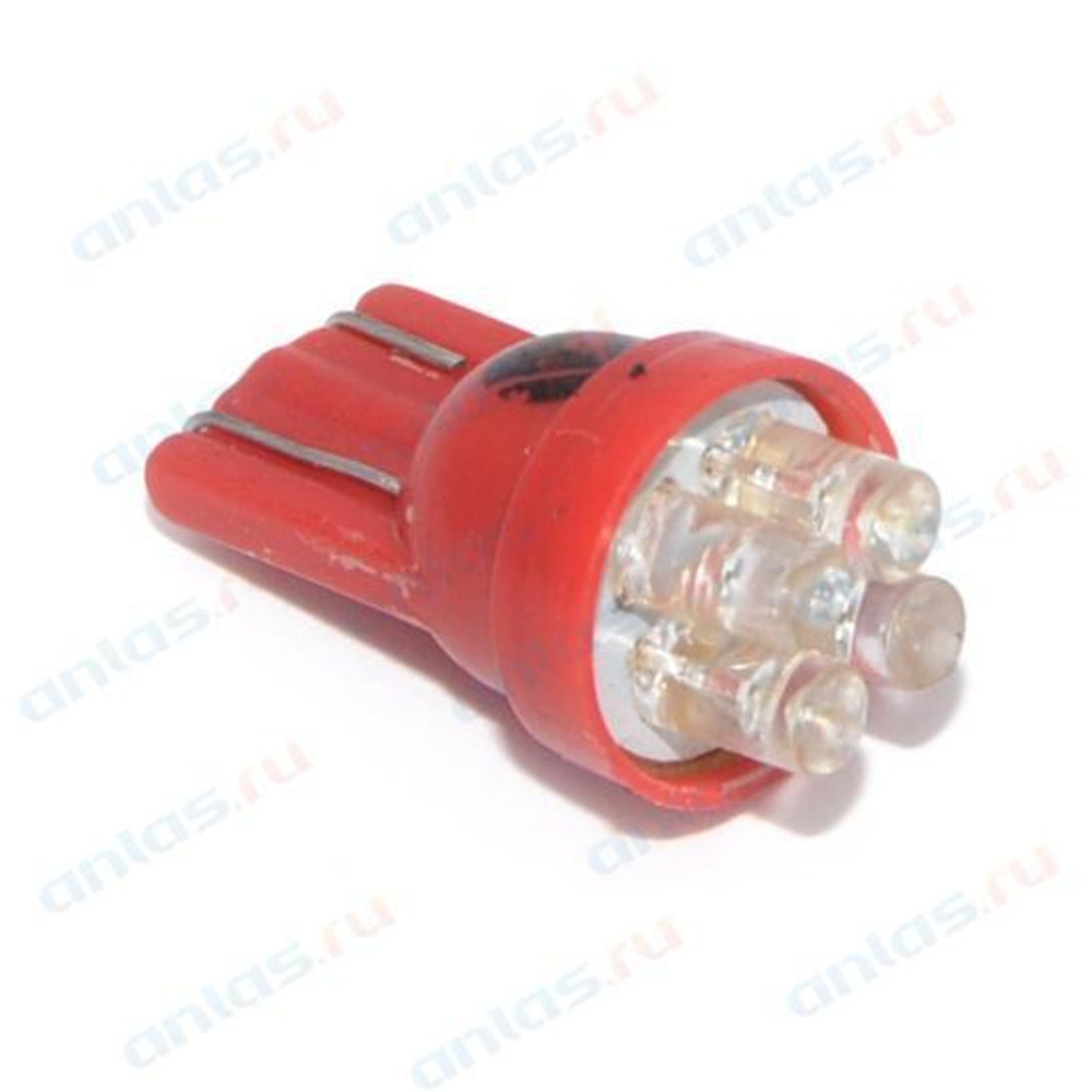 Лампа светодиодная 12V 5W без цоколя красный 4 LED (габариты, повт.поворотника) конус Диалуч
