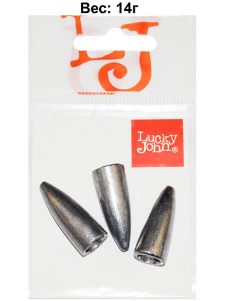 Груз Lucky John BULLET для техасской и каролинской оснастки 14г, уп. 3шт