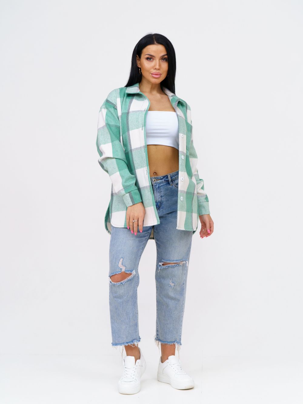 930 Рубашка "Клетка салатовая" SveTekst (Акция)