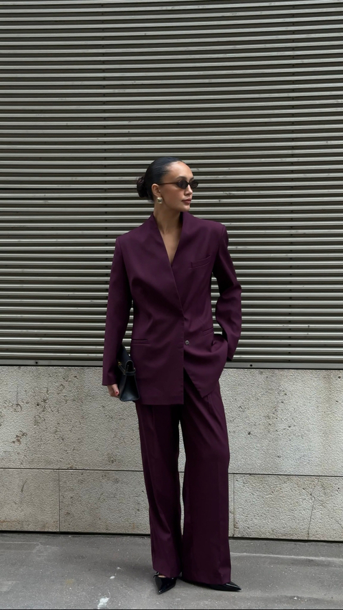 Жакет из вискозы без лацкана бордовый