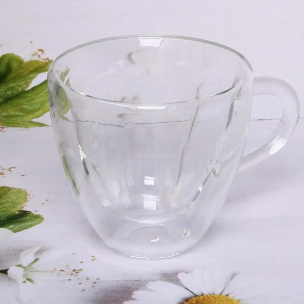 Кружка стеклянная с двойными стенками 150мл «Хай-Тек» Сердечко