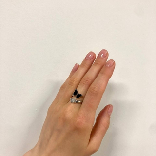 Кольцо с Бабочками разъемное с вишневым янтарем