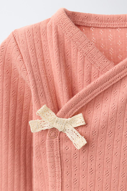 ZARA КОМПЛЕКТ ИЗ БОДИ С ЗАПАХОМ И ЛЕГИНСОВ С БАНТИКОМ, ЧЕРЕПИЧНЫЙ