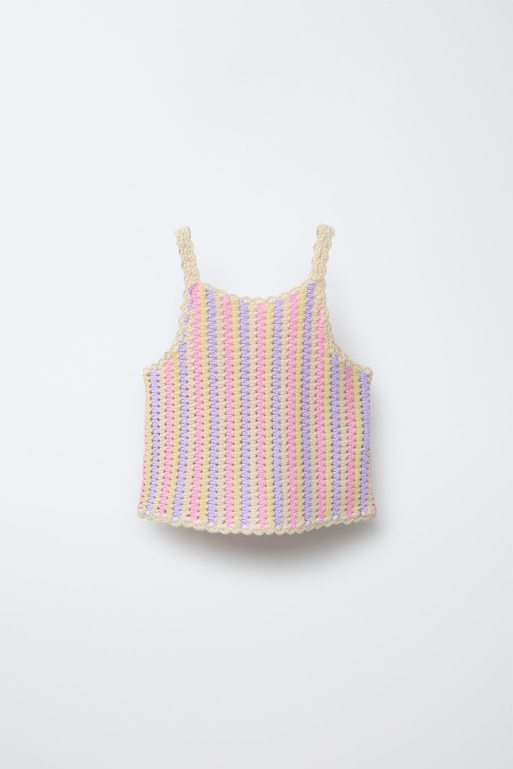 ZARA ТРИКОТАЖНЫЙ ТОП В ПОЛОСКУ, ПАСТЕЛЬНО-РОЗОВЫЙ