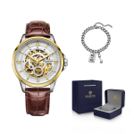 STARKING Mechanical Movement Stainless Steel Watchband Watch Men"s Watches Skeleton Dial