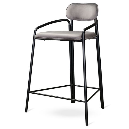 Стул полубарный ror, round, велюр, черный/серый