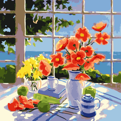 Завтрак на веранде- раскраски  по номерам