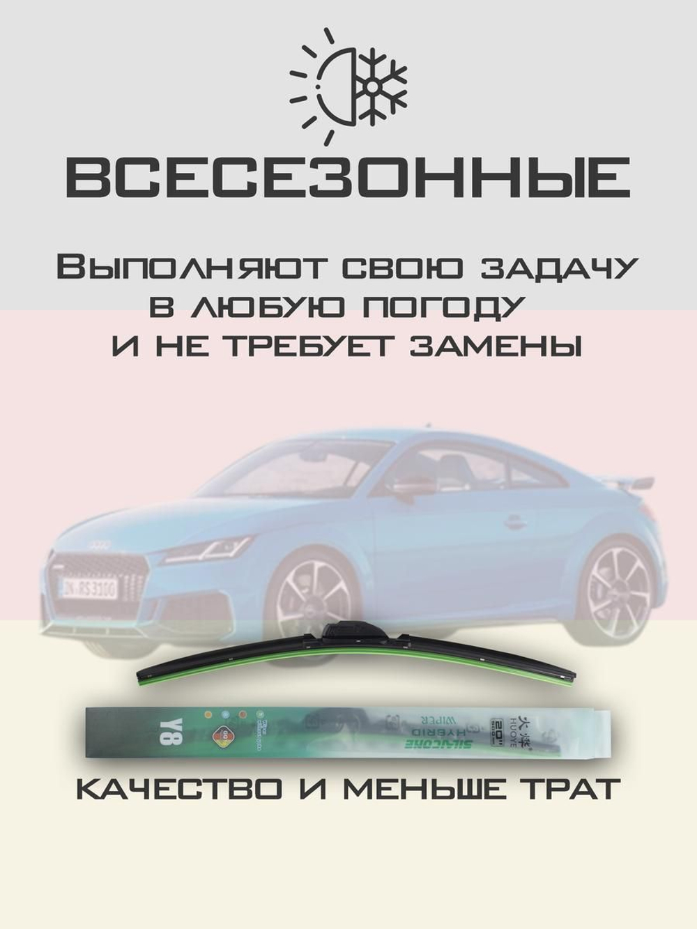 Щетки стеклоочистителя HUOYE Y8 600/525 мм на Audi TTRS | Push button
