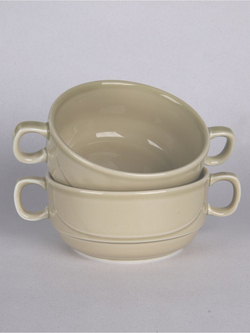 Бульонница супница с ручками фарфоровая тёмно-серый набор 2 шт в стиле акварель