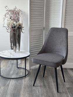 Стул БЕРТИ 360 град. поворот. B28 Темно-серый, велюр / черный каркас, М-City