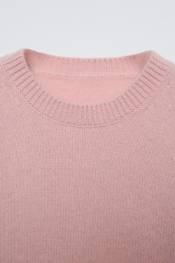 ZARA СВИТЕР ИЗ 100% КАШЕМИРА, ПЫЛЬНО-РОЗОВЫЙ