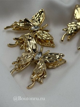 Пуговицы бабочки золотистые со стразами