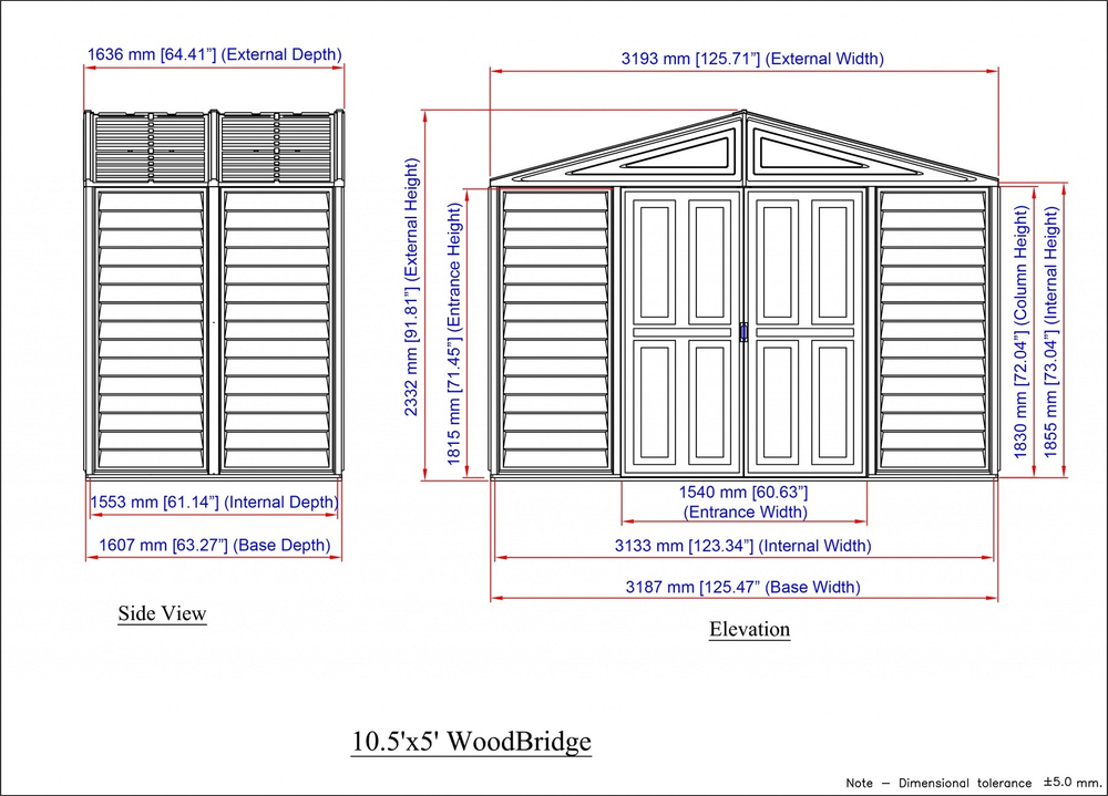 Пристенный хозблок Duramax WoodBridge 10,5x5
