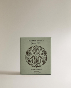 Zara Home Свеча ароматическая Sea Salt & Cedar 220 г, растительный воск, аромат древесный, Коричневый