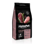 Сухой полнорационный корм для стерилизованных кошек AlphaPet Superpremium (АльфаПет) 3кг с уткой и индейкой сухой для стерилизованных кошек