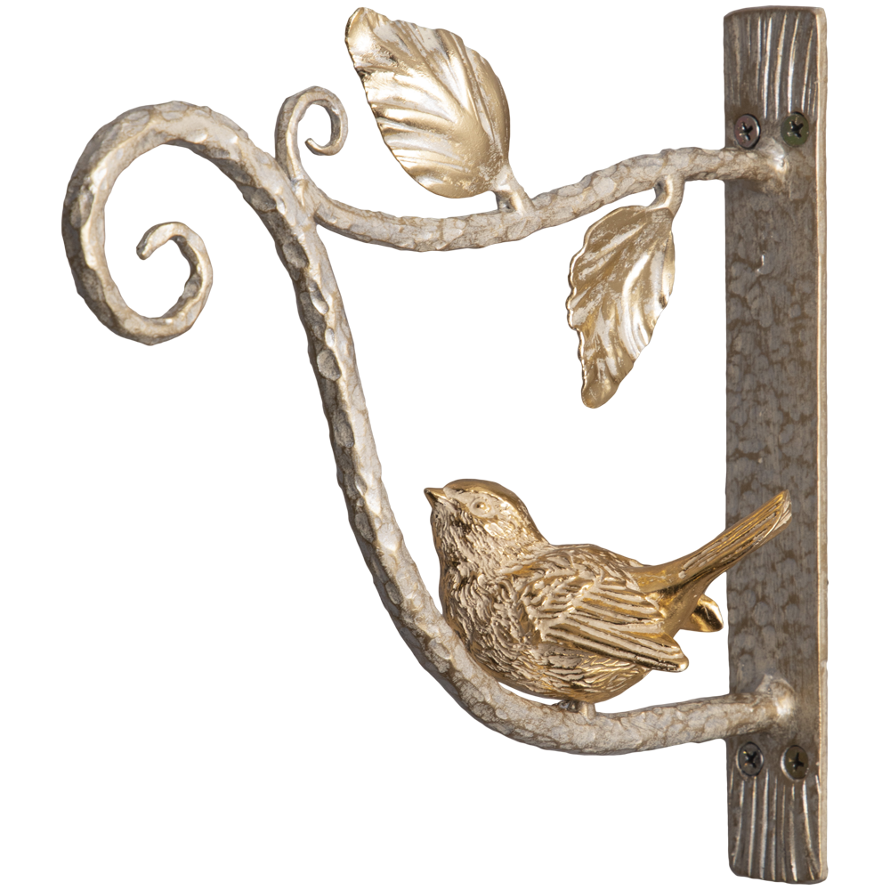 Кронштейн для цветов Птичка Терра Ливз Айвори Мраморное золото