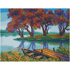Almaz qaşlarla mozaika \ Алмазная мозаика \ Diamond painting Алмазная мозаика ТРИ СОВЫ "Осенний пейзаж", 40*50см, холст на деревянном подрамнике, картонная короб