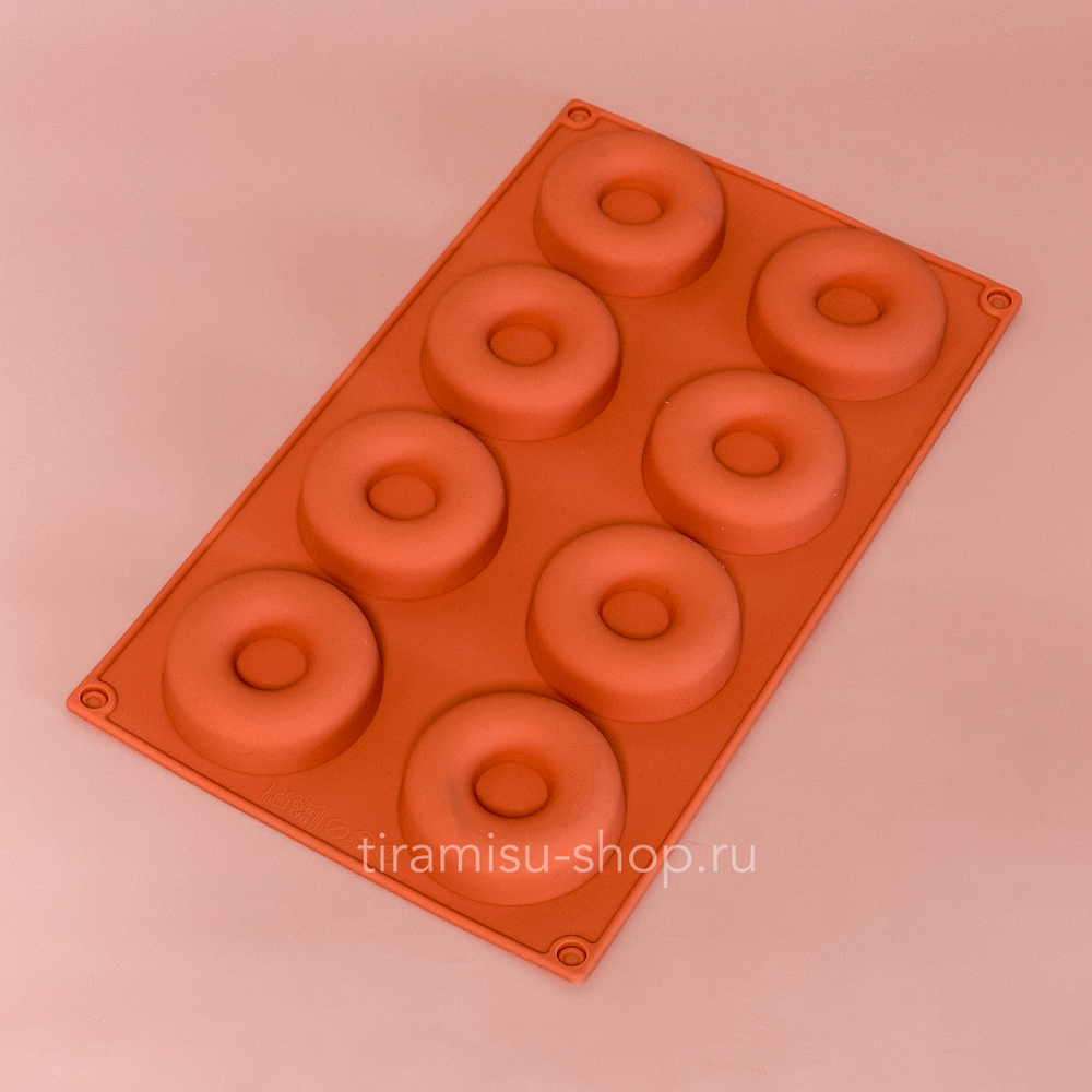 Форма силиконовая «Пончики», 29×17 см, 8 ячеек (d=6 см)