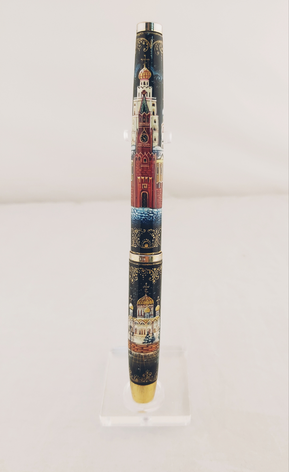 Визитница настольная с расписной  ручкой "Москва Златоглавая" худ. Макарычев