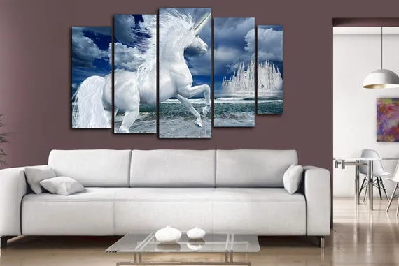 Модульная картина "Белый единорог"